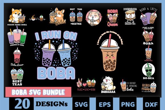 Boba SVG Bundle Graphics for Crafts
