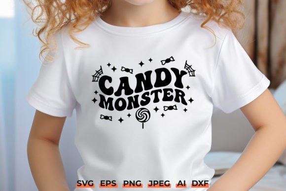 Candy Monster Retro Groovy Halloween SVG for Crafts and Graphics