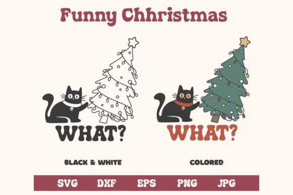 Christmas Cat Graphic for Crafts and Design