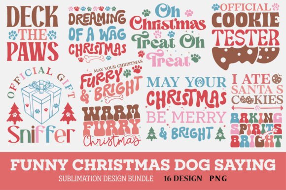 Funny Christmas Dog Saying Bundle for Crafts and Graphics