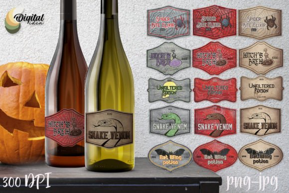 Halloween Funny Retro Bottle Labels SVG