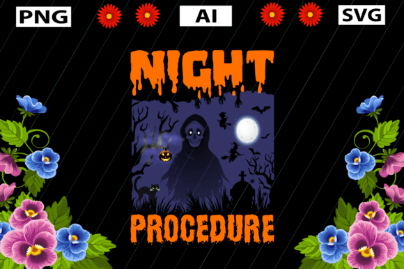 Halloween T Shirt Night Procedure Graphics for Crafts